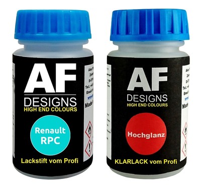 Lackstift Renault RPC Bleu Bermudes + Klarlack je 50ml Autolack Basislack SET