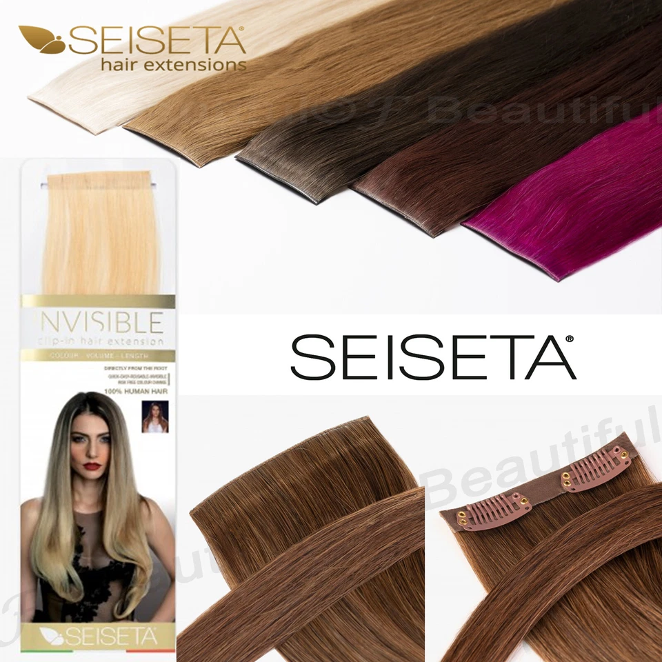 Hair Extension Clip invisibile SEISETA Fascia 8 cm capelli veri con 2 clip 55 cm - Immagine 2 di 2
