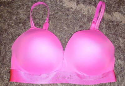 VS pink wireless studded logo push up bra BRAND NEW size 36dd neon pink