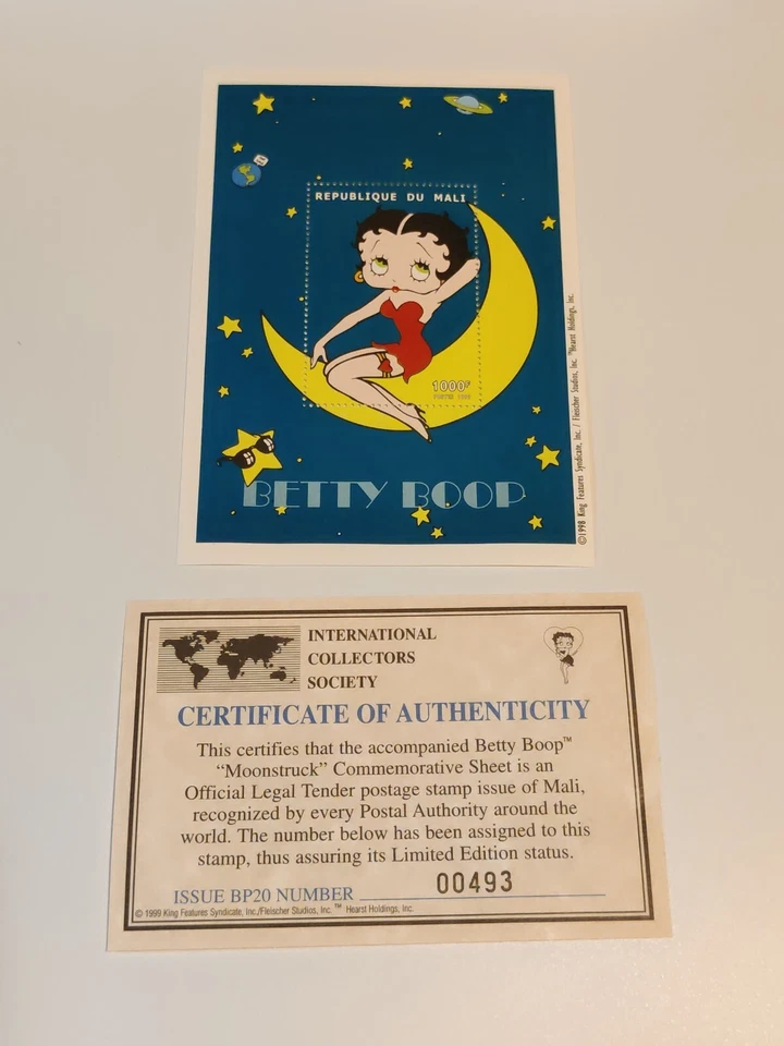 Betty Boop Collectable Stamp Republique Du Mali Moonstruck" Postes 1000F #01139 - Image 4 of 4