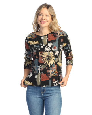 Jess & Jane shirt 14-2042 Golden baby rib cotton black size Large or xlarge