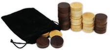 DA VINCI 1.25 inch Wood Backgammon or Checkers pieces - 30 pieces with Bag