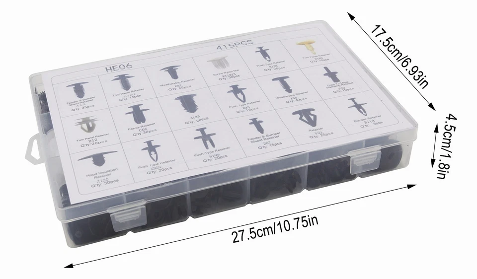 415pcs For Ford Transit Trim Clips Retainer Panel Bumper Fastener Rivet Kit Set Foto 4 de 4
