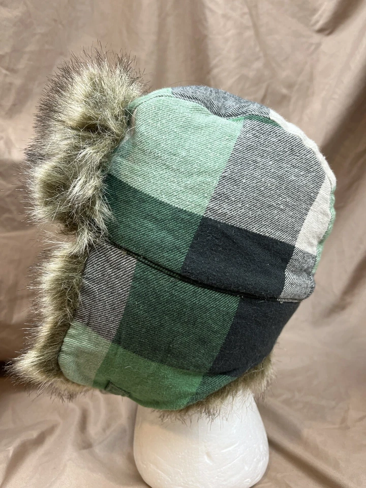 Sombrero Gymboree Trappers Invierno Cazador Verde Cuadros 4T-5T Niños Usado en Excelente Condición Forrado de Piel Sintética Foto 4 de 4