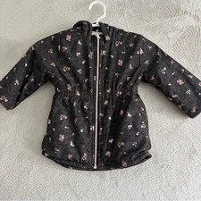 Penelope Mack Ltd Jacket Girls 24M Full Zip Hooded Floral Print Winter Black