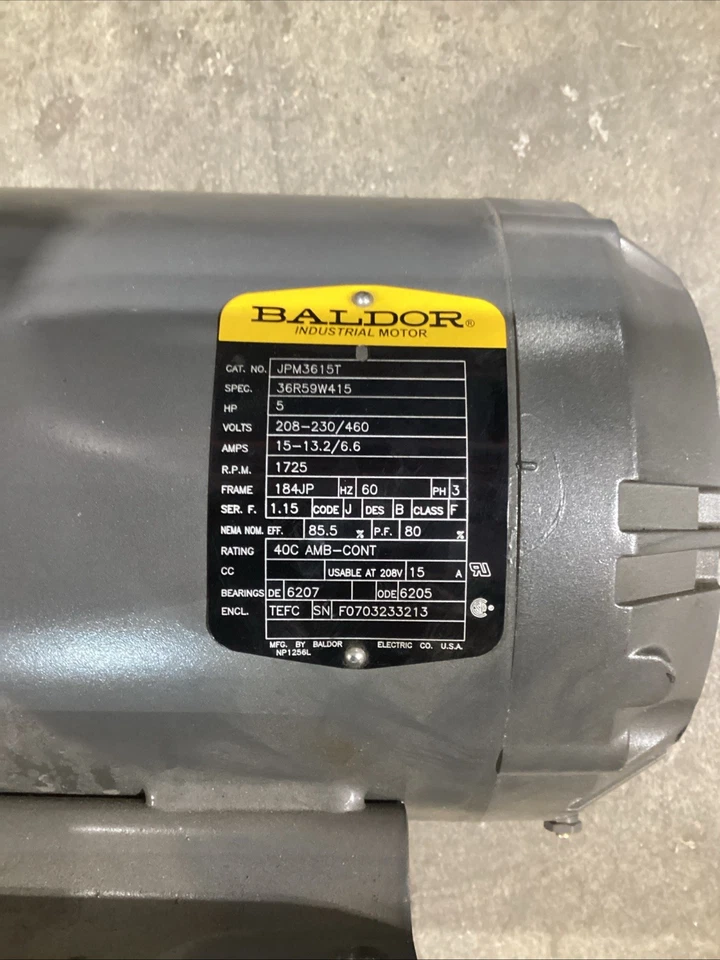 Baldor JPM3615T 5HP Motor 184JP FRAME 1725 RPM - Image 2 of 4