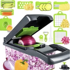 Vegetable Chopper and Slicer 9-in-1 Manual Food Cutter Dicer with Container