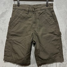 Carhartt B147 LBR Canvas Work Cargo Shorts Mens 28 Brown Dungaree Fit Cotton