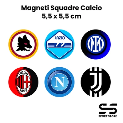 Calamita magnetica squadre calcio "Roma" "Lazio" "Inter" "Milan" "Napoli "Juve"