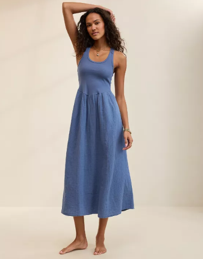 NEW! Aerie At The Barre Cross Back Dress, Marbled Blue