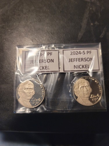 2023-S & 2024-S PROOF JEFFERSON NICKELS (LOT OF 2 COINS)