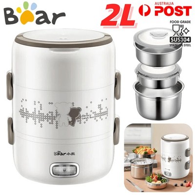 BEAR Electric Lunch Box 2L Stainless Steel Portable Heating Bento Food Warmer AU