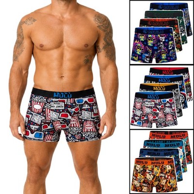 Herren Boxershorts Unterhosen 4er Pack Lustige Bunte Baumwolle Stretch M-2XL