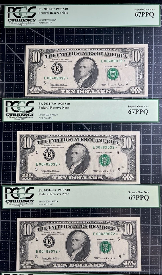Lot (10) Fr 2031-E* 1995 $10 FRN Richmond Star Note PCGS Superb Gem New 67PPQ - Image 2 of 4