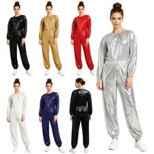 US Women Plastic Coverall Leakproof Jumpsuit Incontinence Elastic Waist Rompers