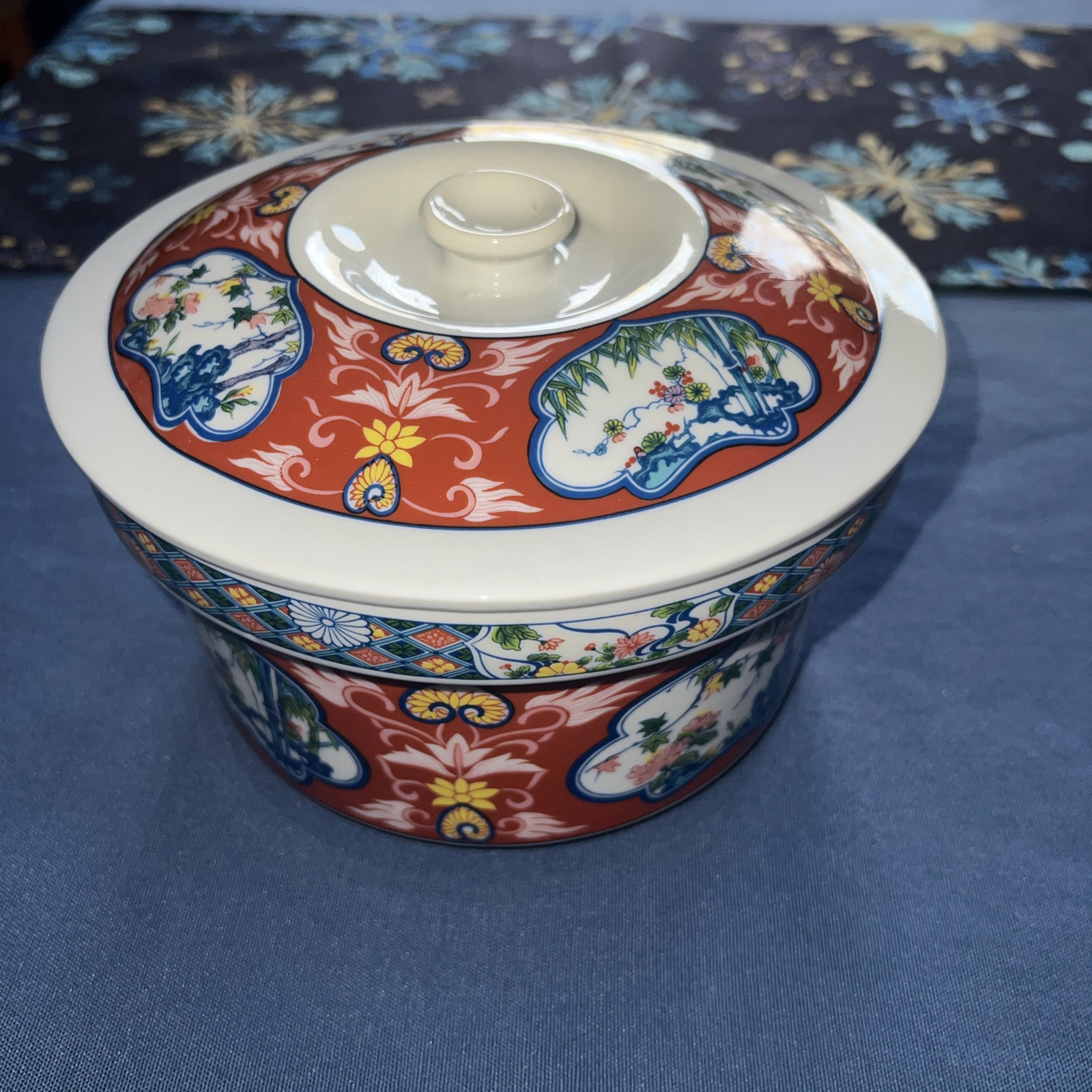 Golden China, Vegetable Soup Rice Bowl W/ Lid, Taiwan, Oriental Floral