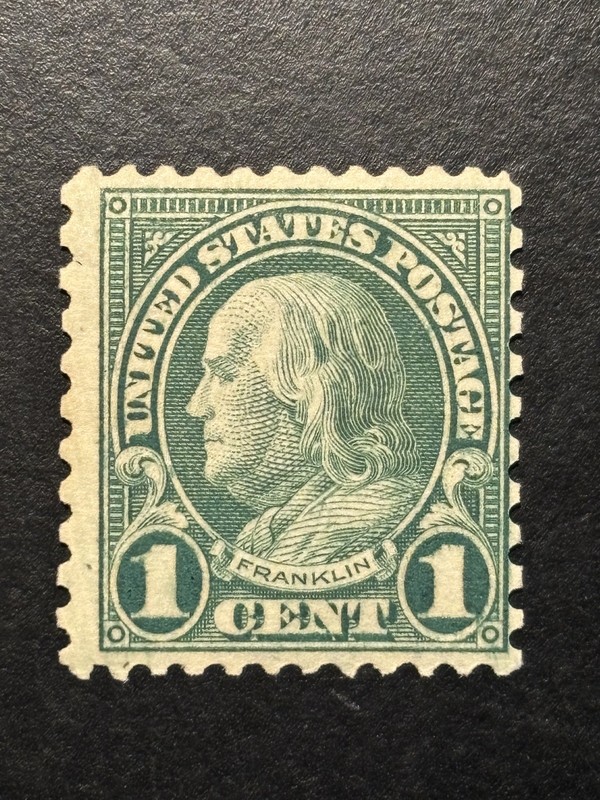 US Stamp Scott #578, 1c, 1923, Franklin, P 11x10, MINT NH, VF, SEE IMAGES!
