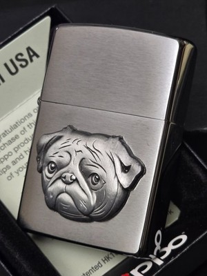 Zippo MOPS Hund, Emblem (Custom PIN Style) Lighter Dogface  CG