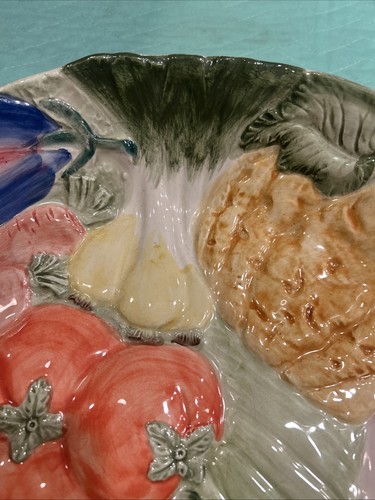 Vintage 1986 Fitz & Floyd Large 14" Centerpiece Bowl Relief Vegetables NICE - Picture 5 of 16
