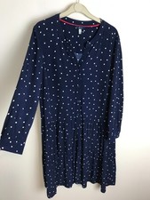Navy Blue Polka Dot Tiered Ruffle Button Down Midi Dress size 14 Joules