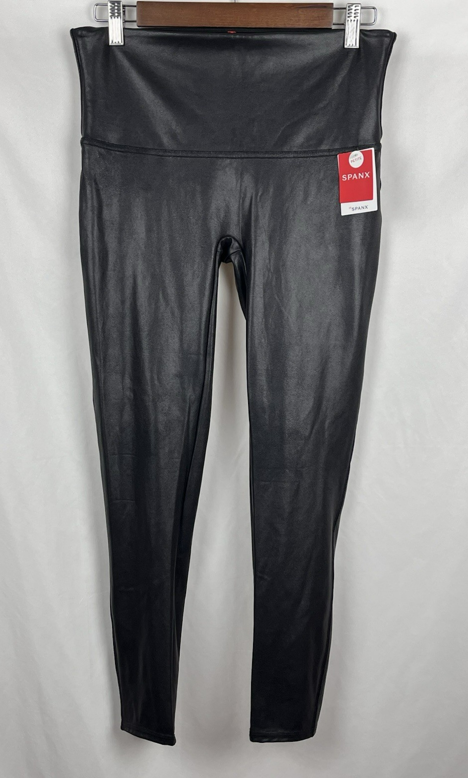 NWT SPANX Faux Leather Leggings Black Petite XL Shaping High Waist MSRP $98