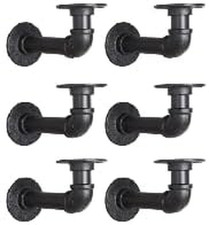 Industrial L Pipe Shelf Brackets for 7-14 in Depth Wood,Heavy-Duty 3/4" Iron,Wal