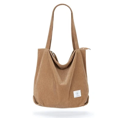 KALIDI cord Tasche Damen Umhängetasche mit Reißverschluss,Groß Shopper Tasche
