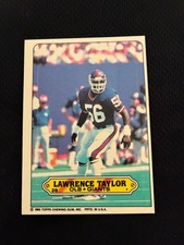 LAWRENCE TAYLOR ROOKIE STICKER TOPPS 1983 NEW YORK GIANTS NRMT #28 FOOTBALL CARD. rookie card picture