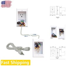 Single Outlet TV Cord Hider, Recessed In-Wall Cable Management System, White ABS