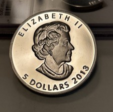 2013 - 5 Silver Very Rare Canadian Proof Maple -Unc -1 Oz .9999 -Comb Ship
