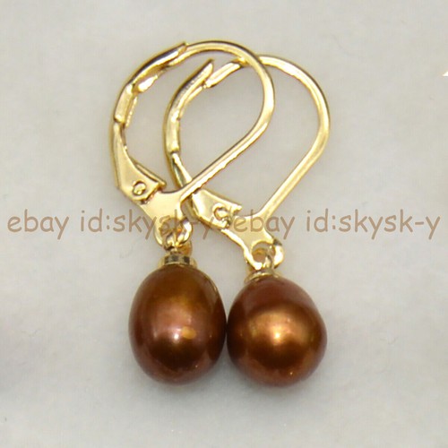 Multicolor 7-8mm Natural Freshwater Rice Pearl Drop Dangle Leverback Earrings - Picture 15 of 36