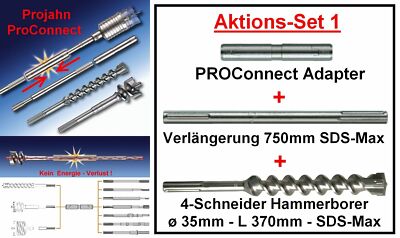 Projahn PROConnect SET 1 Adapter Hammerbohrer ø 35 x 370 SDS-max ROCKET 5 Beton