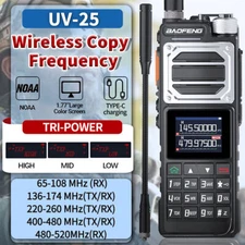 Baofeng UV-25 Rechargeable Walkie Talkie Tri-Power Two Way Ham Radio NOAA 10W US