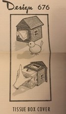  676 Vintage Birdhouse tissue box cover Pattern Plastic canvas  Reproduction 