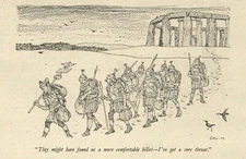 STONEHENGE HUMOR CAROON - Vintage 1943 "A More Comfortable Billet" ILLUSTRATION