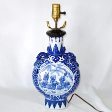 Norman Perry Blue White Chinoiserie Bottle Table Lamp Needs Base