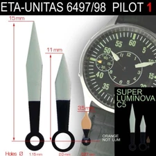 HANDS SET FOR MOVEMENT ETA UNITAS 6497/6498, BLACK, PILOT 1 - SUPERLUMINOUS SLC3