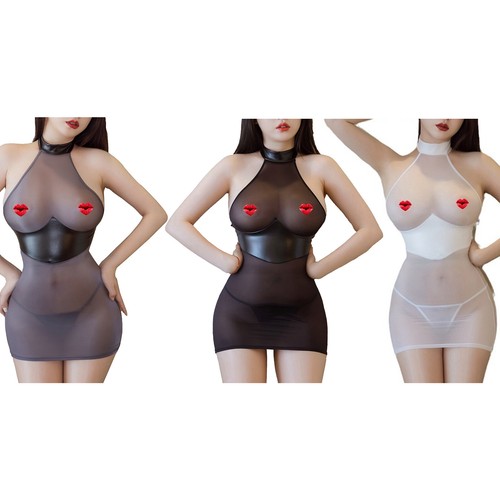 Clubwear femme robe pure bodycon support bodystocking poupée nounours sans dos - Photo 1 sur 32