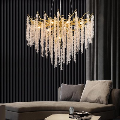Contemporary Crystal Tree Branch Chandelier for Dining Room Kitchen Living Room