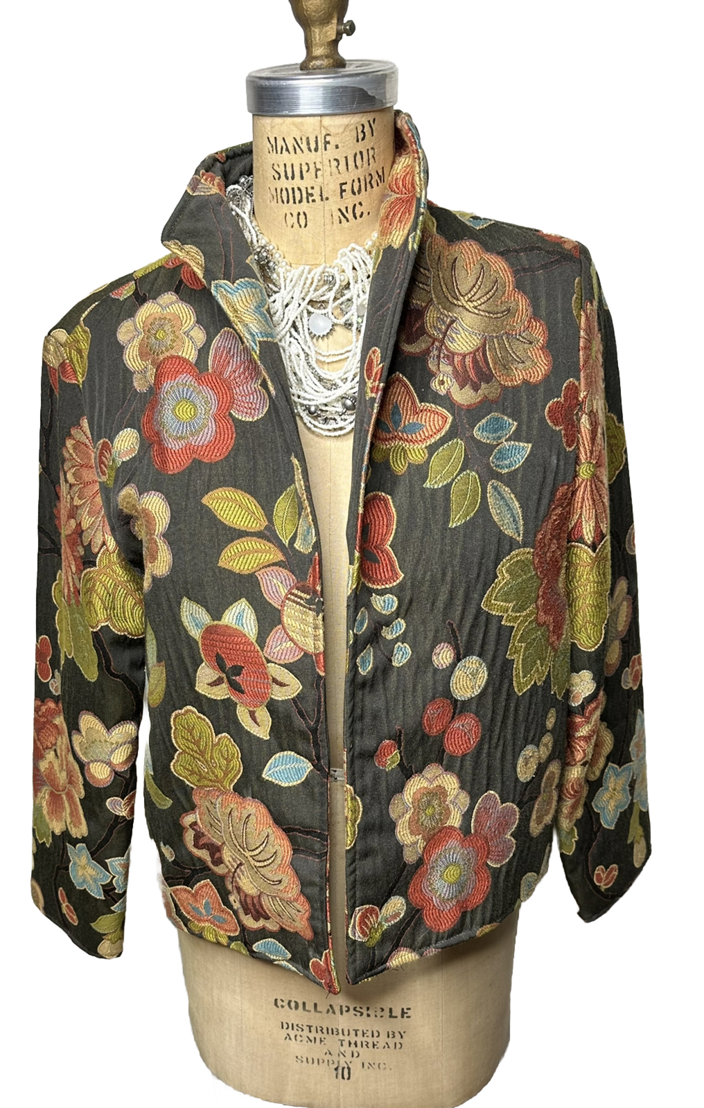 Giacca blazer donna pony dipinto stile geometrico multicolore M look vintage