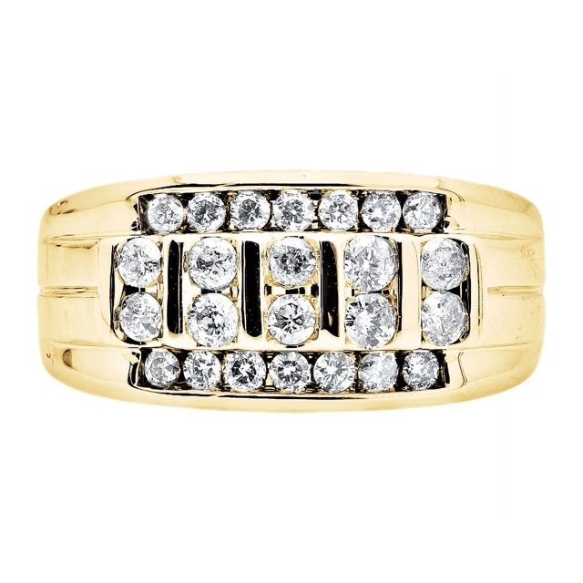 Men's Engagement Ring In 3 Ct Round Cut Simulated Diamond 14K Yellow Gold Finish