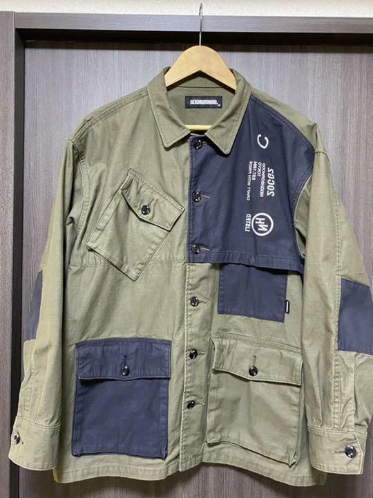 NEIGHBORHOOD Cotton Military Jacket Size M Olive Authentic Men Used from Japan