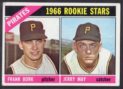 1966 Topps Baseball Card #123 Pirates Rookie Stars Frank Bork Jerry May VG-EX+ a