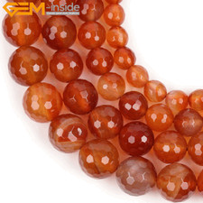 Natural Gemstone Genuine Red Carnelian Beads For Jewelry Making 15" Faceted