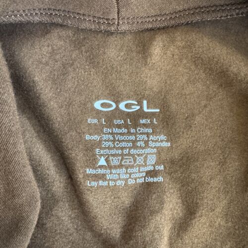 OGL Heavy Thermal Brown Surplice V Neck Long Sleeve Knit Top Womens Size L - Picture 8 of 10