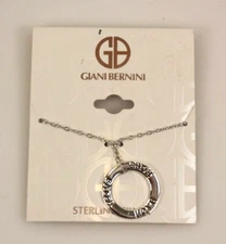 Giani Bernini Love Faith Hope Circle 18" Pendant Necklace in Sterling Silver