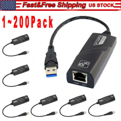 USB3.0 Gigabit Ethernet LAN RJ45 1000Mbps Network Adapter For Windows PC Mac Lot