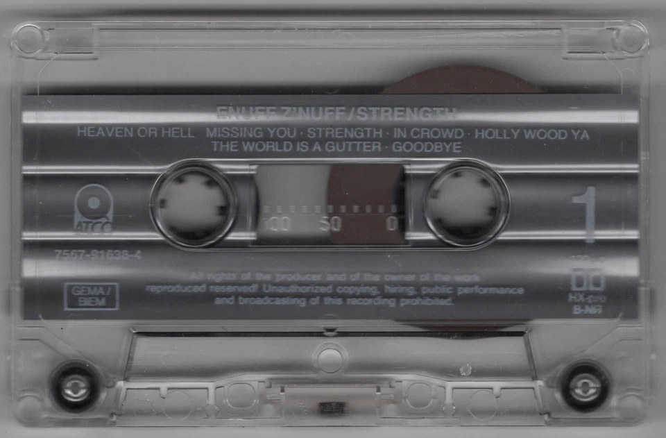 1991 MUSIC CASSETTE TAPE - [ALBUM - STRENGTH] GROUP: ENUFF Z' NUFF (GERMAN BAND) - Image 4 of 4