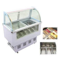 110V 12 PAN Ice Cream Showcase Gelato Refrigerator Display Cabinet Freezer 170L