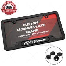 Gloss Black Front or Rear Alfa Romeo Logo Emblem License Plate Frame Cover Gift